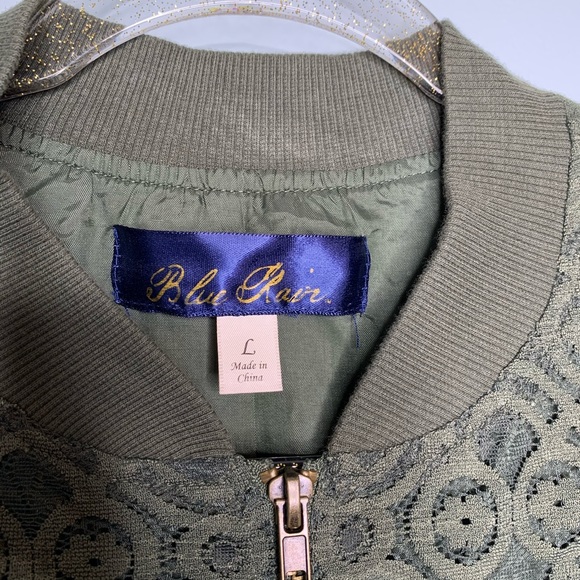 Blue Rain Green Lace Zip-up Bomber Jacket - Picture 4 of 6